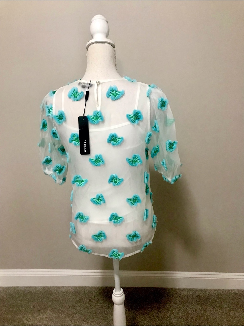 NWT Boutique brand Beulah Blue Mica Sheer Top set - Picture 4 of 8